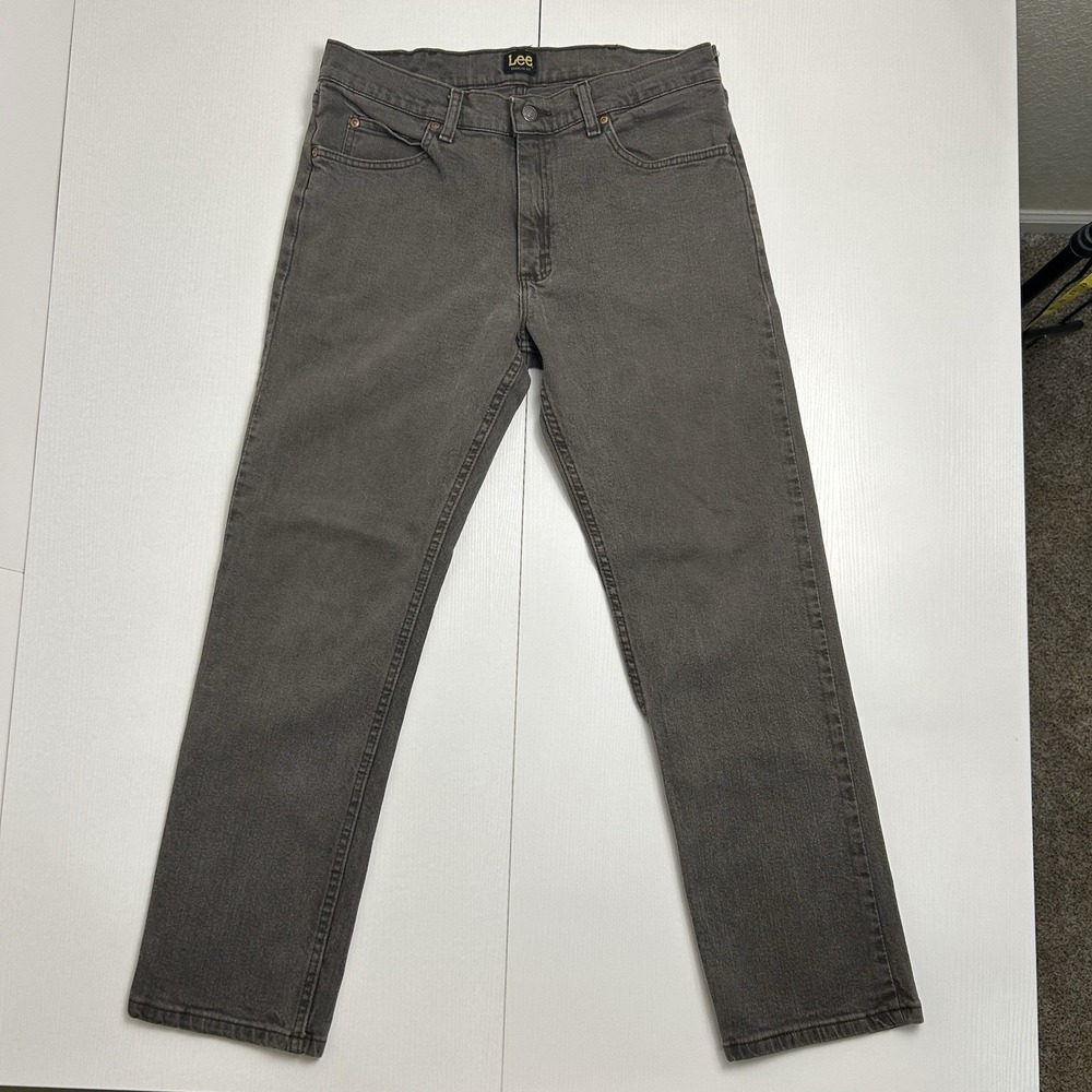 VINTAGE LEE Men's 34x30 Regular Fit Straight Leg Gray Brown Denim 2008931 Jeans